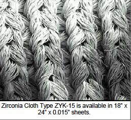 Zirconia Cloth Type ZYK-15 is available in 18" x 24" x 0.015" Sheets